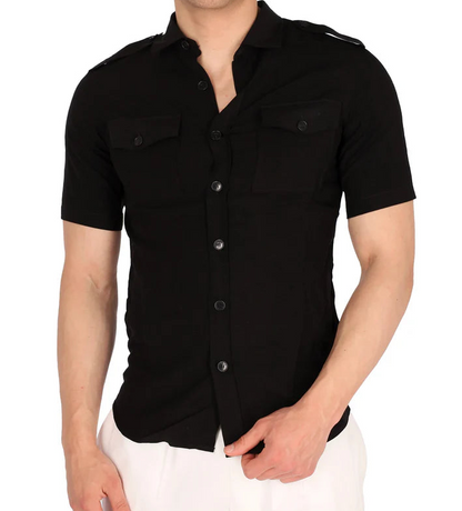 Camici In Lino Mezza Manica Uomo Gaelle- GBU01056