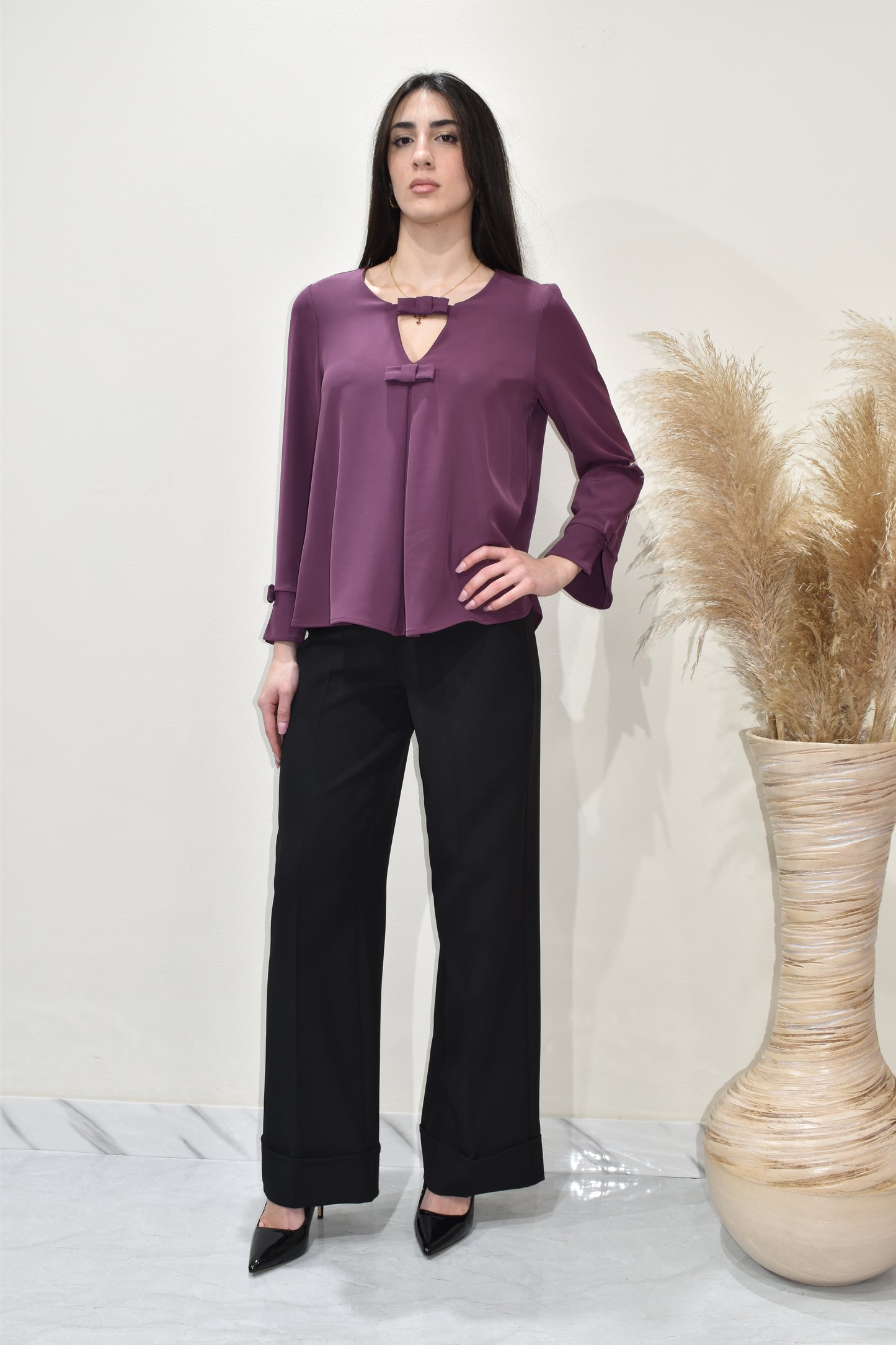 blusa donna elegante fiocco-25572