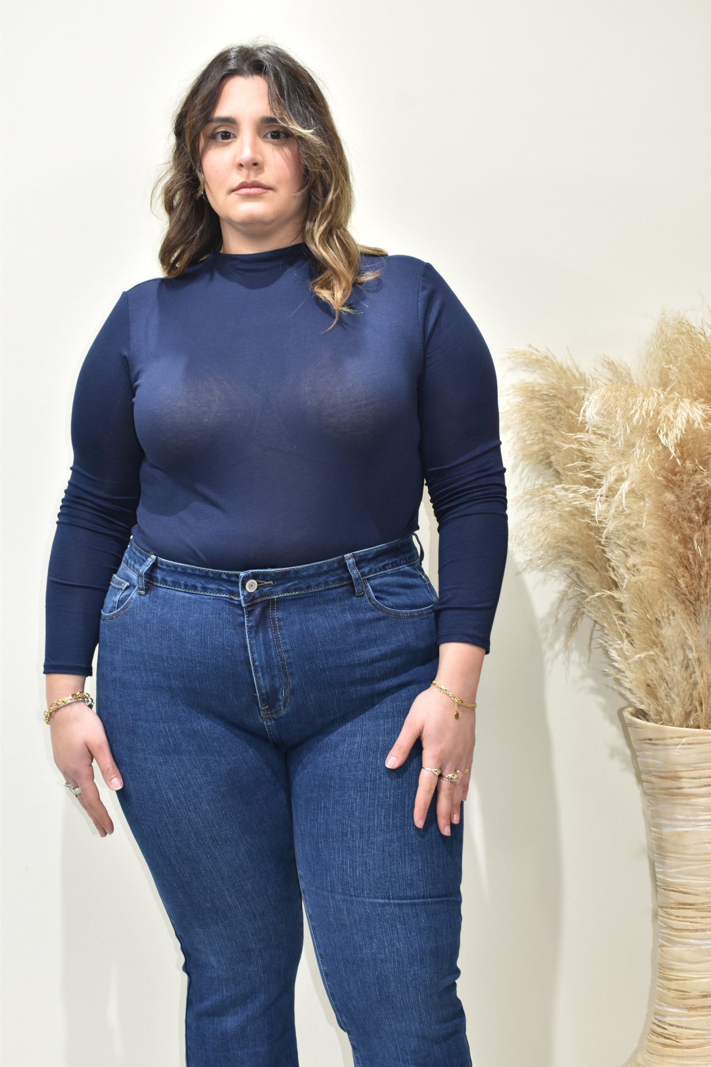 body con maniche a guanto semitrasparente donna curvy-5262