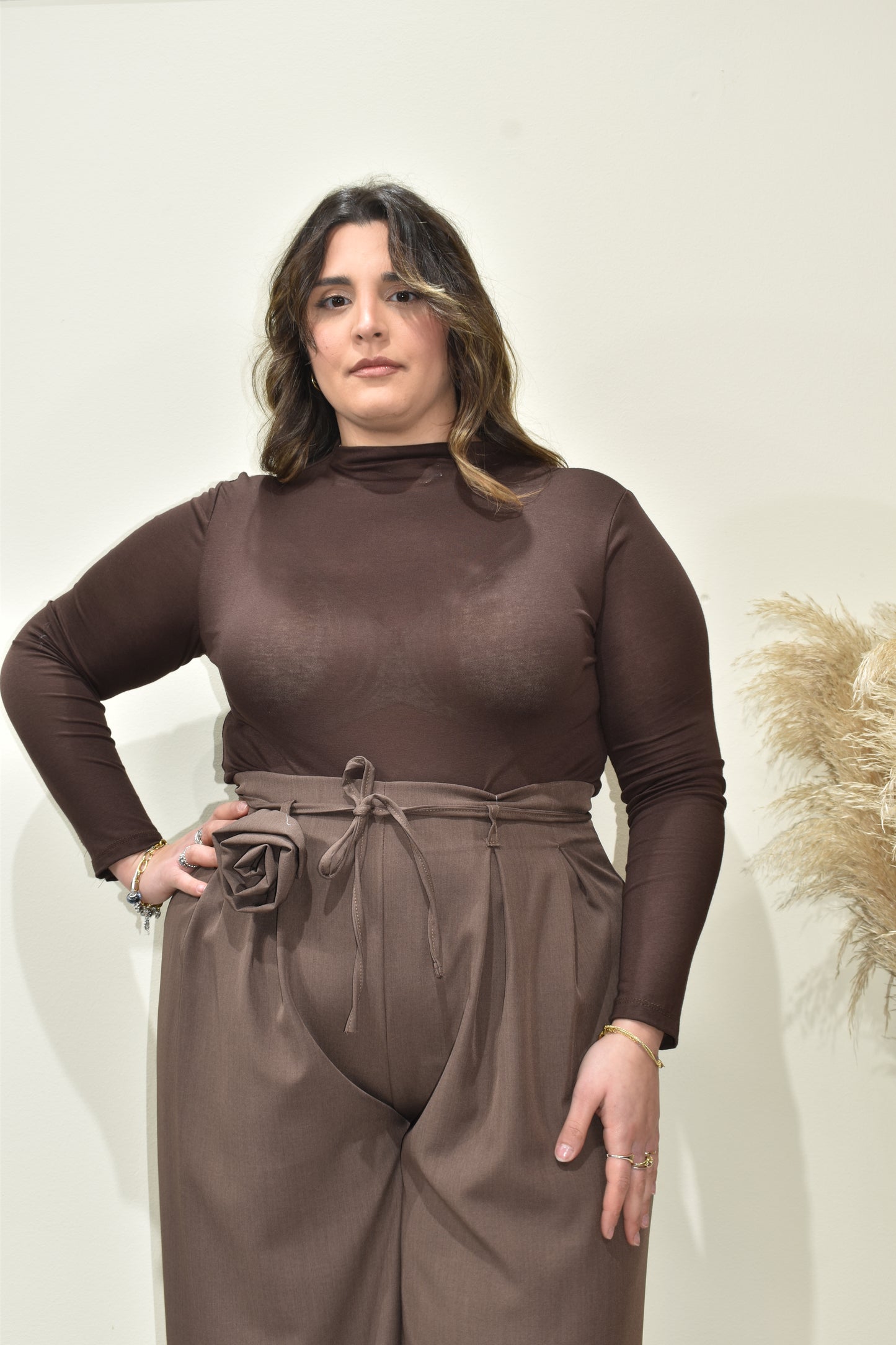 body con maniche a guanto semitrasparente donna curvy-5262