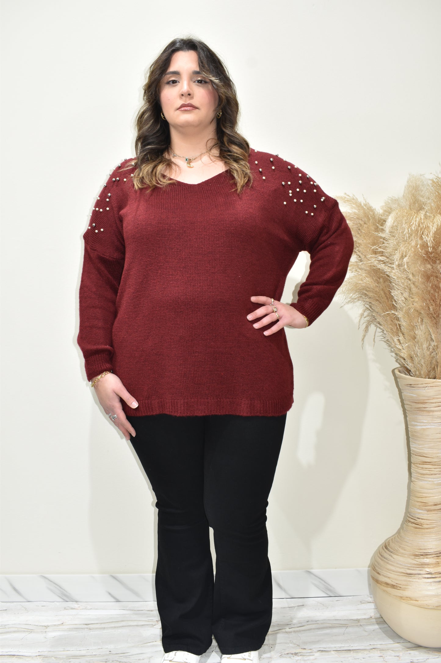 maglia a v donna curvy