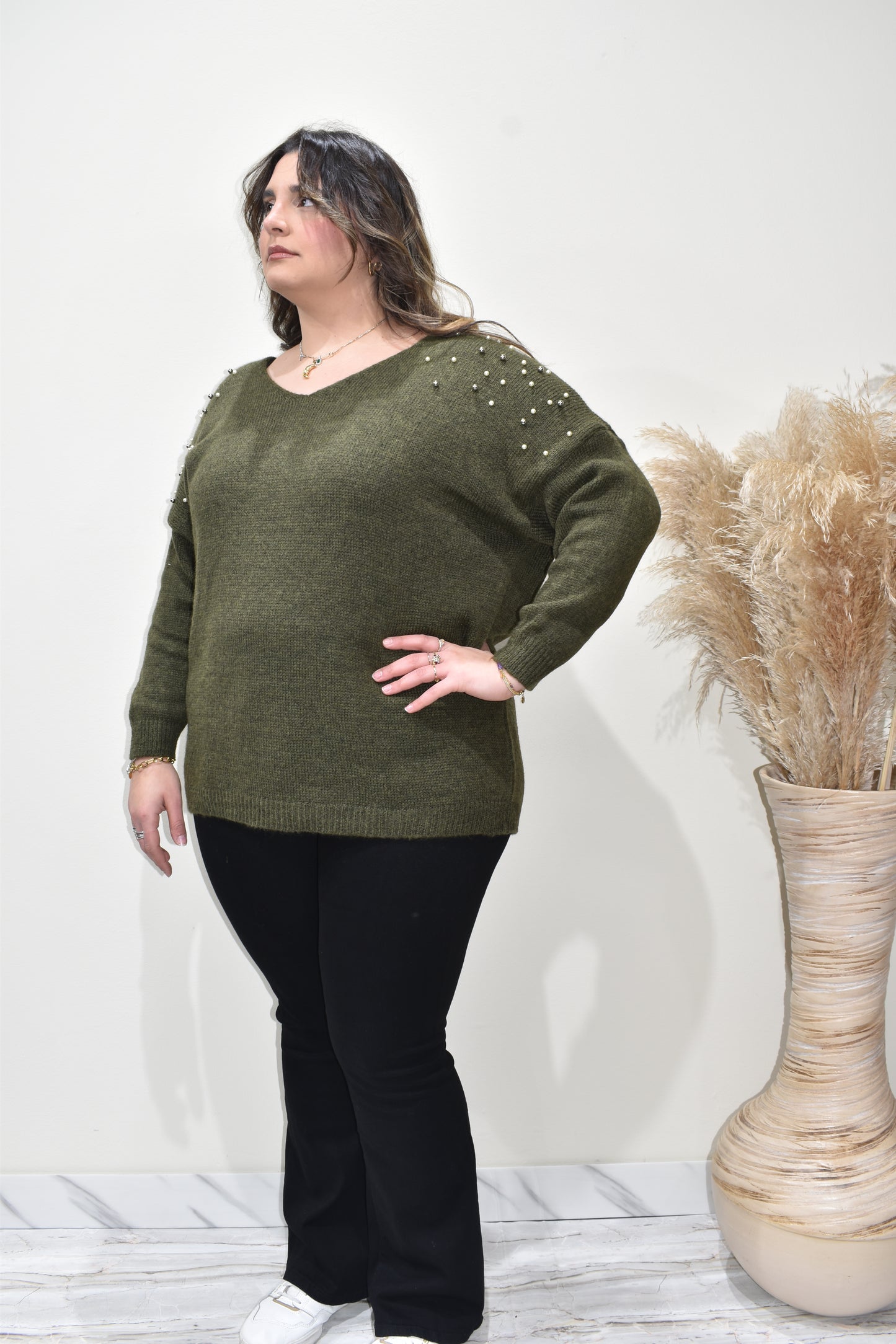 maglia a v donna curvy