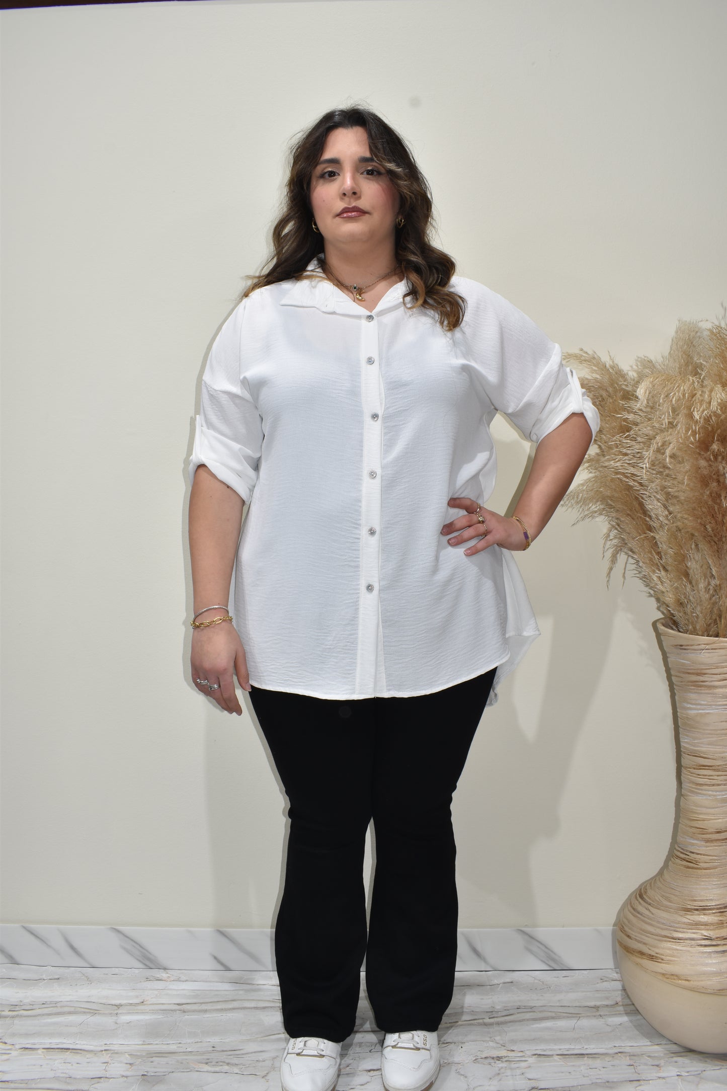 twin set camicia e gilet in maglia oversize donna