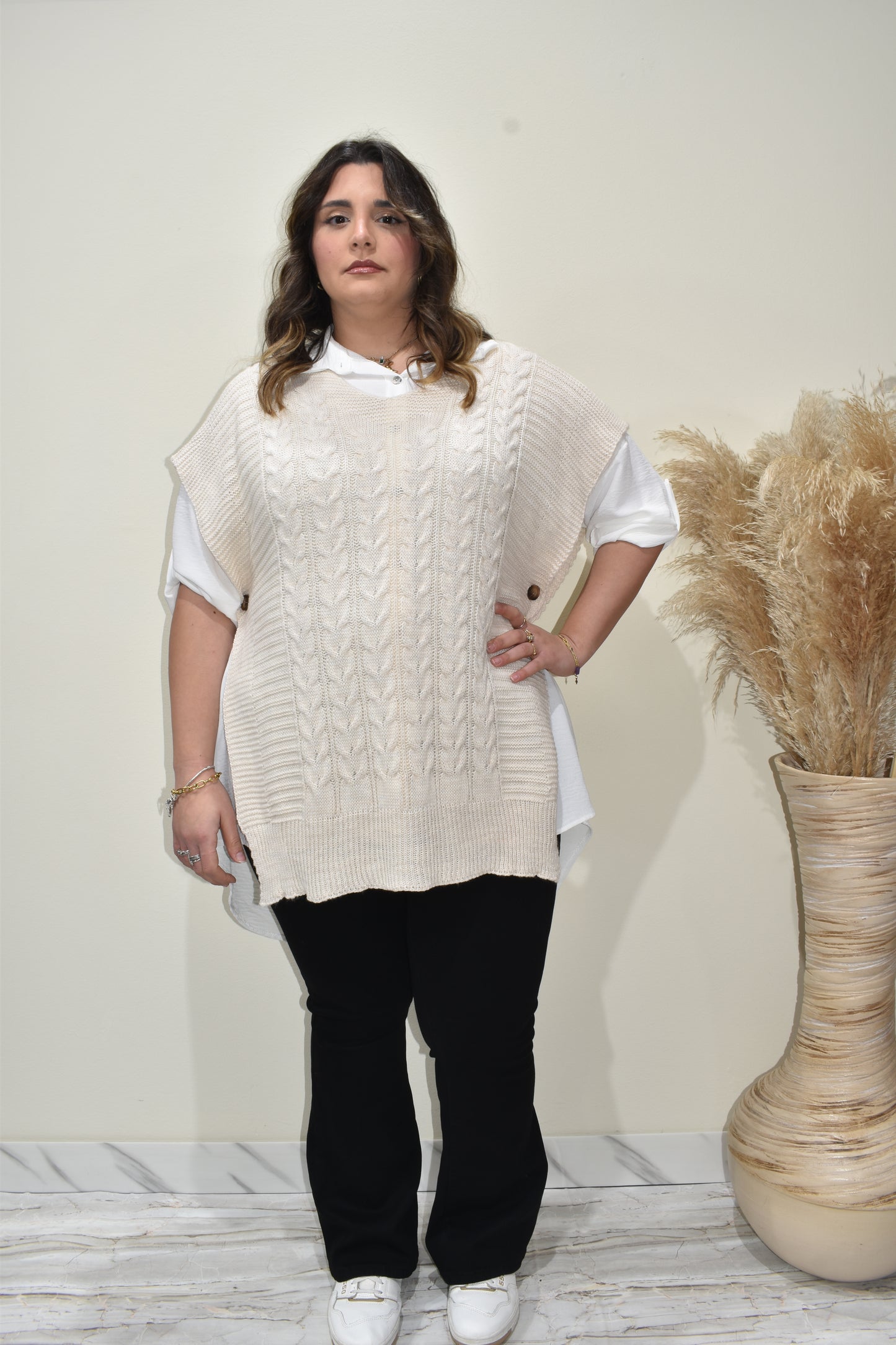 twin set camicia e gilet in maglia oversize donna