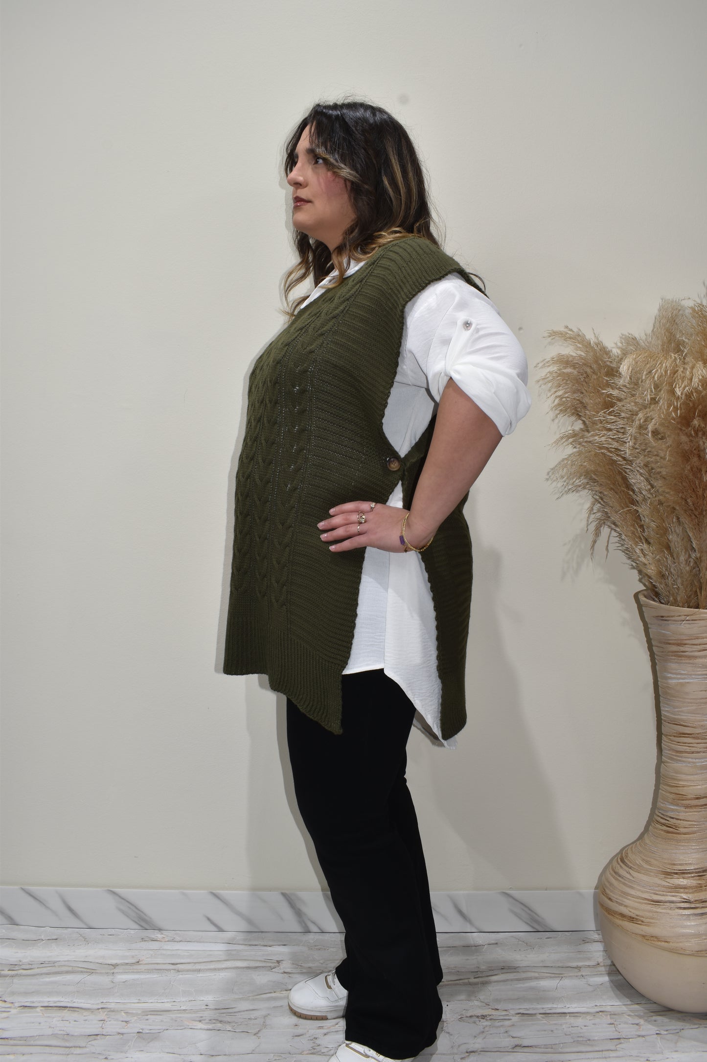 twin set camicia e gilet in maglia oversize donna