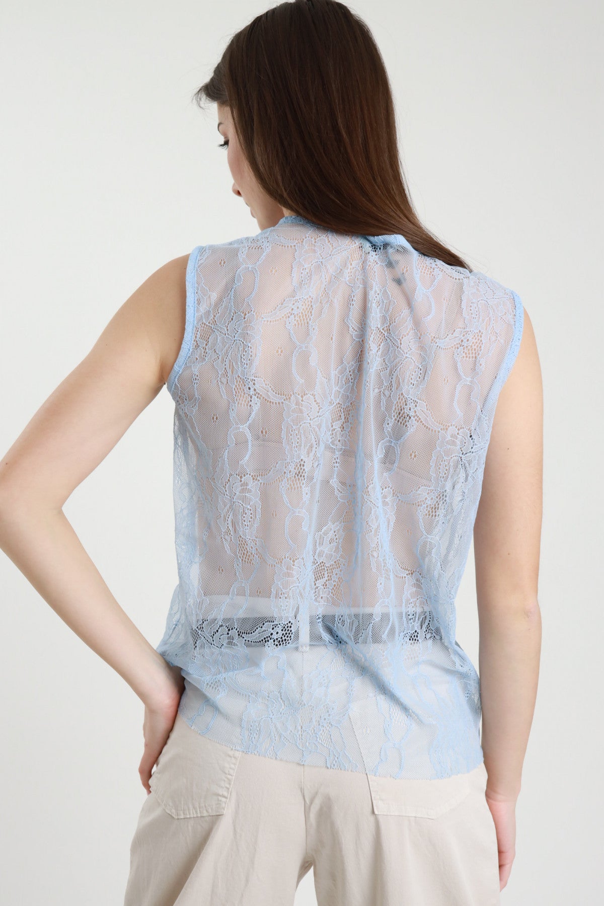 canotta in pizzo con passamaneria donna susy mix- 56167