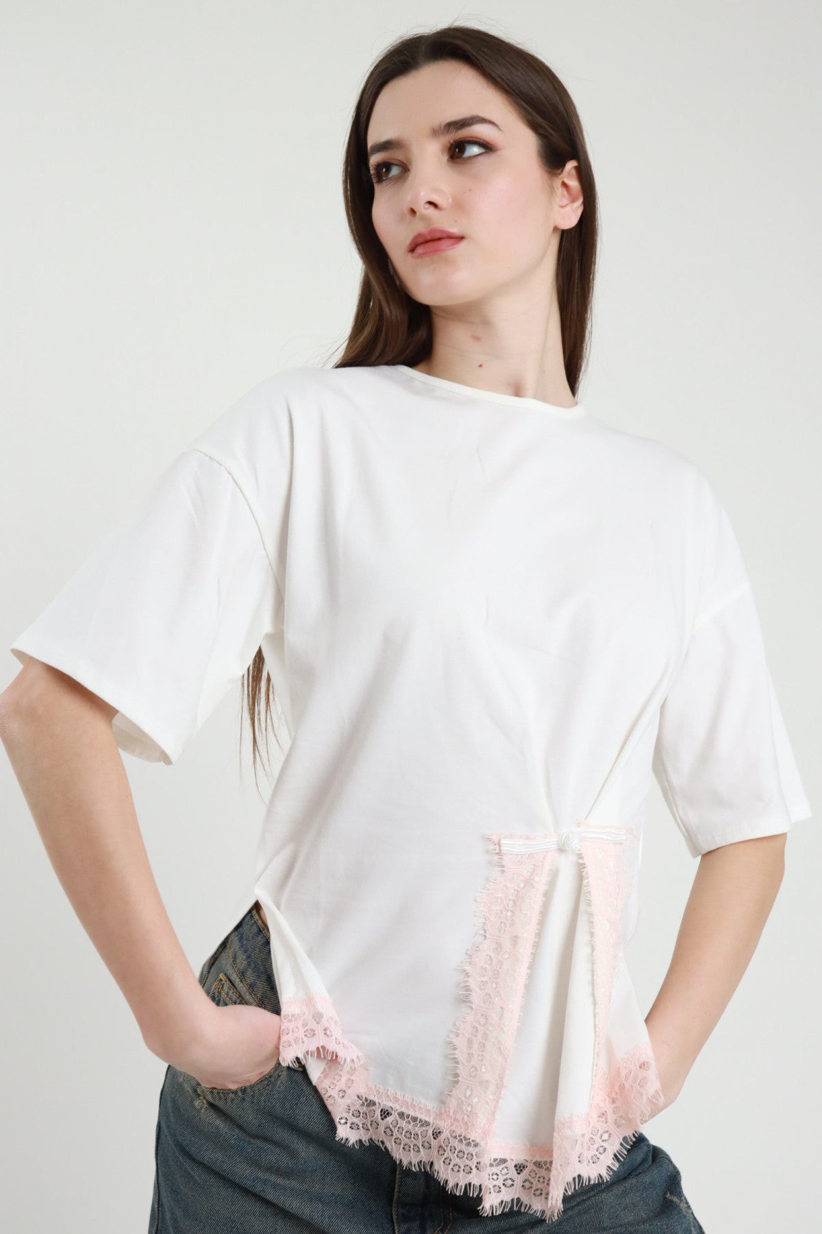 t-shirt inserto pizzo donna susy mix-56227
