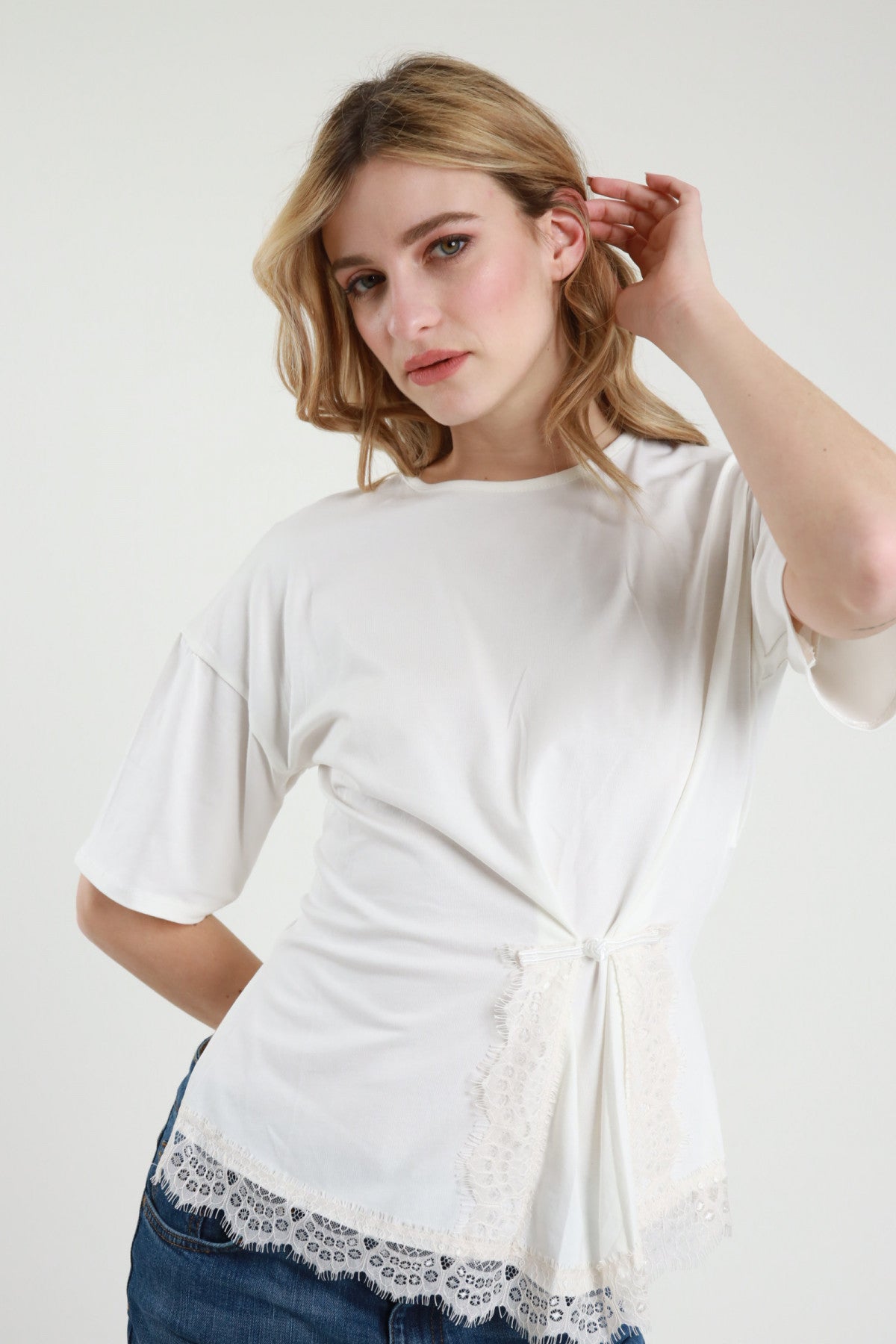 t-shirt inserto pizzo donna susy mix-56227